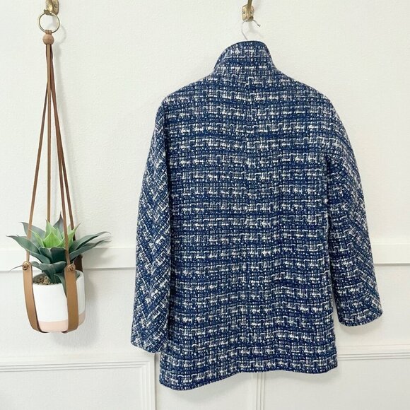 J.Crew Factory Blue Tweed Wool Blend City Coat Size 2 - Picture 4 of 8